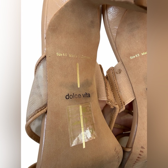 Dolce Vita Tan Mesh Heels - Picture 9 of 12